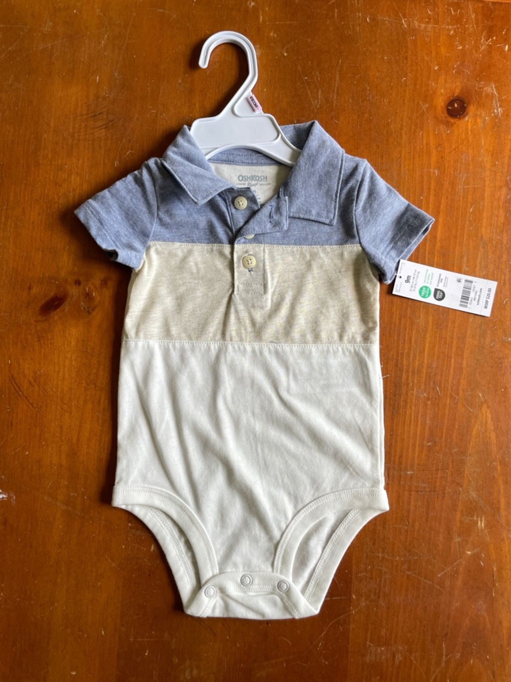 OshKosh B'gosh Short Sleeve Baby Top in Blue and Cream